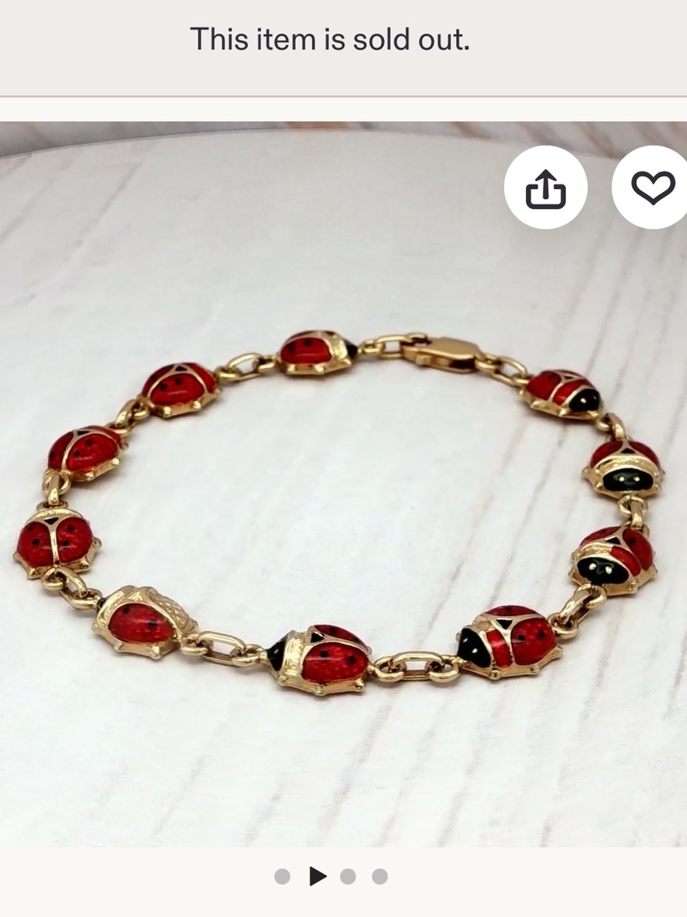 Ladybug Enamel Link Bracelet in Red and 14k Gold